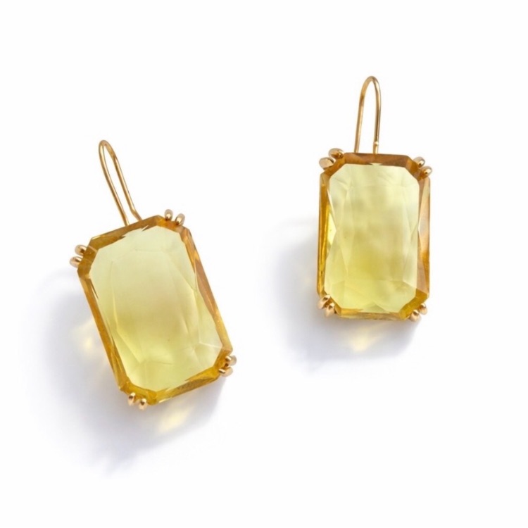 Champagne Crystal Gold Hook Earrings 18k Gold Plated New